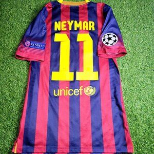 Neymar Barcelona 2013 2014 PLAYER ISSUE UEFA Soccer Jersey Shirt M